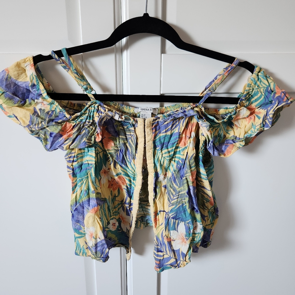 FOREVER 21 Floral crop top pastel, Size S
